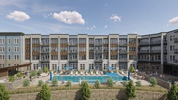 Apartment building with a swimming pool